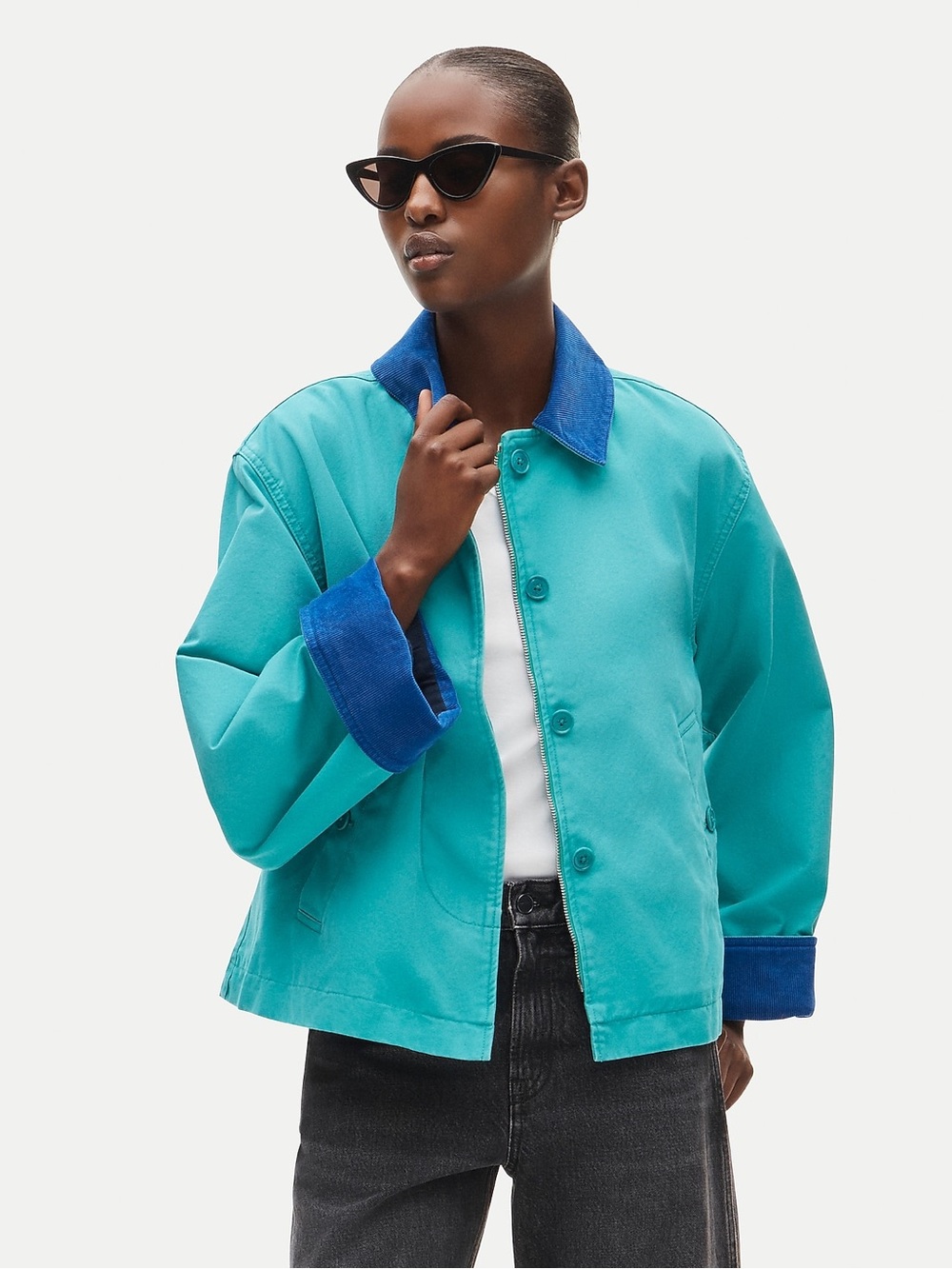 J. Crew Women's 2026 Barn Jacket in cotton canvas Pool Tiles Blue Size XXL NWT
